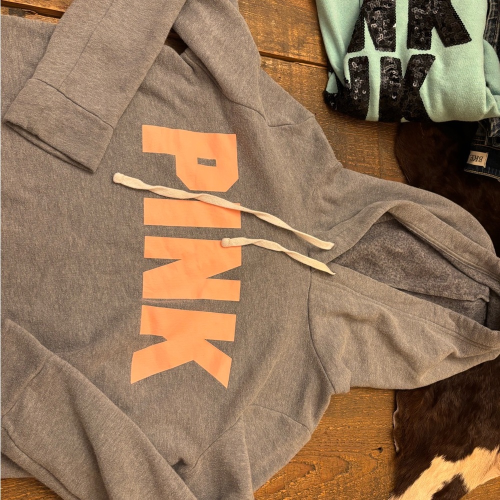 Victoria's Secret Gray Hoodie with Pink Logo